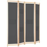 vidaXL Sobna pregrada s 4 panela od tkanine 160 x 170 x 4 cm siva | shoptok.hr