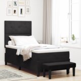 vidaXL Krevet s podlogom s madracem i klupom Crna 80x200 cm Baršun | shoptok.hr