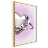  Plakat Cosmic Heart - silver heart with a ring on a purple background 60x90 Zlatni okvir | shoptok.hr