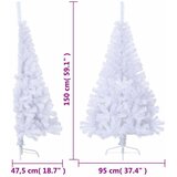  Umjetna polovica božićnog drvca sa stalkom bijela 150 cm PVC | shoptok.hr