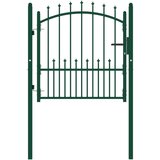 vidaXL Vrata za ograjo s konicami jeklo 100x100 cm zelena | Shoptok.si