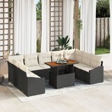 vidaXL 10-dijelni set vrtne sofe s jastučićima crni poli ratan | shoptok.hr