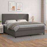  Box spring postelja z vzmetnico siva 200x200 cm umetno usnje, (20761041) | Shoptok.si