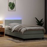 Box Spring krevet s madracem i LED svijetlo sivi 90x220 cm baršun | shoptok.hr