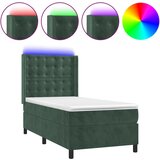 The Living Store Box spring postelja z vzmetnico LED tem. zelena 100x200cm žamet - Box Spring Postelja, (21490791) | Shoptok.si