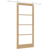  Klizna vrata 93 x 211 cm Masivna borovina i staklo Prirodna | shoptok.hr