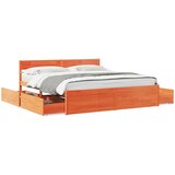 Furnova Posteljni okvir brez vzmetnice vošč. rjava 200x200 cm borovina, (21934582) | Shoptok.si