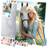 Paint by Numbers Kit 40x50 cm - Portrait of a Woman with a Horse, (21738639)