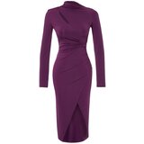 Trendyol Plum Purple Fitted Evening Dress with Window/Cut Out Details Cijene