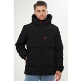 River Club Men's Black Lined Hooded Water and Windproof Inflatable Winter Sports Coat Cene