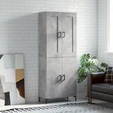 vidaXL Visoka komoda betonsko siva 69,5x34x180 cm inženirski les | Shoptok.si