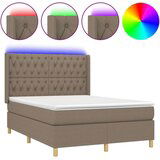  Krevet box spring s madracem LED smeđesivi 140x190 cm tkanina | shoptok.hr