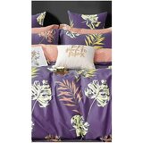 Mila Home Vijolična podaljšana bombažna posteljnina za zakonsko posteljo z rjuho 200x220 cm Leaves – | Shoptok.si