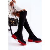 Boto Women's Suede Boots Workers Black and Red Cheera | Shoptok.si