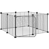  Kavez za ljubimce s 8 panela i vratima crni 35 x 35 cm čelični | shoptok.hr