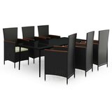  7-dijelni vrtni blagovaonski set s jastucima crni | shoptok.hr