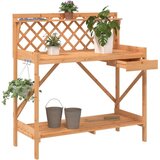 Furnova Miza za rastline z mrežo rjava trden les jelke, (21921416) | Shoptok.si