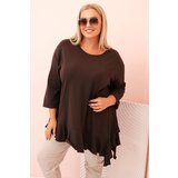 Kesi Włoski Women's Plus Size blouse with cotton, featuring a pocket and rolled sleeves kiwi Cijene