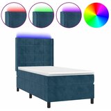  box spring s madracem LED tamnoplavi 80 x 200 cm baršun | shoptok.hr