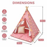 Ginger Home Dečiji pamučni šator little stars, roze sa zvezdama, 100% pamuk, sa mekom podlogom za punjenje, jastukom i led svetlima ( JW- | Eponuda.com