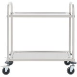 vidaXL Kuhinjska kolica s 2 razine od nehrđajućeg čelika 96,5x55x90 cm | shoptok.hr