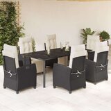  7-dijelni vrtni blagovaonski set s jastucima crni od poliratana | shoptok.hr