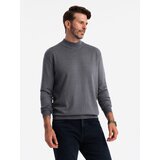 Ombre Men's knitted half-golf with viscose - grey melange Cijene