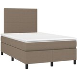  Krevet box spring s madracem LED smeđesivi 120 x 200 cm tkanina | shoptok.hr