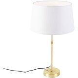 QAZQA Namizna svetilka zlata / medenina s platnenim odtenkom bela 35 cm - Parte Cene