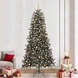  Umjetno božićno drvce Zelena 240 cm PVC Plastika i Čelik - 240 cm s LED-ima i zlatnim/brončanim lopticama Cijene