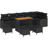 vidaXL 10-delni vrtni sofa set z blazinami Črn Poli ratan Akacija, 2-sedežna vrtna sofa s shrambo in blazinami Črn Poli ratan, 4-delni vrtni jedilni set z blazinami Črn Poli ratan Akacija Cene
