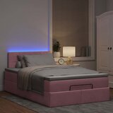 vidaXL Otomanski posteljni okvir z vzmetnico roza 120x190 cm žamet | Shoptok.si