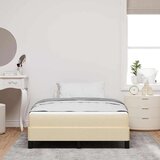 Box Postelja z vzmetnico z vzmetnico krema 120 x 190 cm blago | Shoptok.si