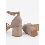GOODIN Beige suede heeled sandals | Shoptok.si