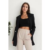 Dewberry 26139 Womens Large Size Woven Blazer Jacket-BLACK | shoptok.hr