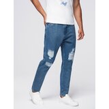 Ombre Men's denim joggers with asymmetrical stitching - blue | shoptok.hr