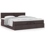 vidaXL Otomanski posteljni okvir z vzmetnico temno rjava 200x200 cm, (21670795) | Shoptok.si