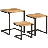  The Living Store Komplet klubskih mizic 3 kosi trden mangov les - Komplet Klubskih Mizic, (21448212) | Shoptok.si