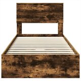  Postelja s shranjevanjem z vzglavjem Dimljeni oreh 90 x 190 cm, (5000106934) | Shoptok.si