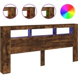 Maison Chic led posteljno vzglavje - vzglavna omarica - nočna omarica dimljen hrast 220x18,5x103,5 cm inž. les, (21707768) Cene