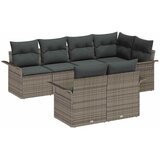 vidaXL Vrtna sedežna garnitura z blazino 7 pcs Siva Poly ratan, (5000142937) | Shoptok.si