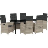 vidaXL set vrtnih stolova s jastučićima, 7 komada, svijetlo sivi poli ratan | shoptok.hr