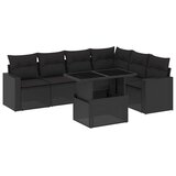 Maison Chic Seti vrtnega pohištva - Vrtna garnitura - Vrtni pohištvo set 7-delna z blazinami črn poli ratan, (21803219) | Shoptok.si