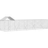 vidaXL Zunanja pasja ograda s streho srebrna 10x2x2,5m pocinkano jeklo - - Srebrna - 73.45 - 10 x 2 x 2.5 m - 2025- | Shoptok.si