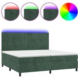  Krevet box spring s madracem LED tamnozeleni 200x200 cm baršun | shoptok.hr
