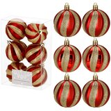  Set Božićnih kuglica 6 cm - Crvena/Zlatna (6 komada) | shoptok.hr