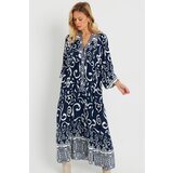 Cool & Sexy Women's Patterned Loose Maxi Dress Navy Blue Q981 cene