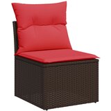 vidaXL Vrtna sofa bez naslona za ruke s jastucima smeđa od poliratana | shoptok.hr