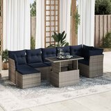  8-dijelni set vrtnih sofa poliratan i bagrem s jastucima sivi | shoptok.hr