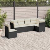  6-dijelni set vrtnih sofa s jastucima crni od poliratana | shoptok.hr